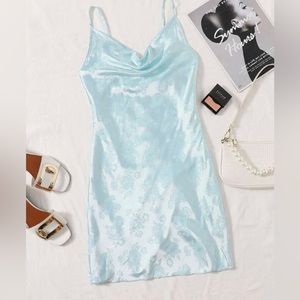 Soft blue satin dress
